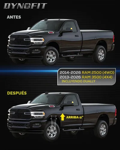 Vista 3 de dynofit Kit de elevación de nivelación delantera de 2 pulgadas para Ram 2500 4WD 2014-2026, Ram 3500 (4x4) 2013-2026, espaciadores de puntal