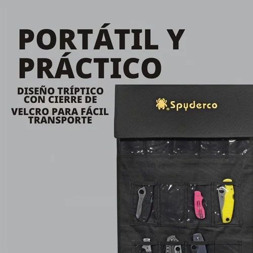 Vista 4 de Spyderco SpyderPac: incluye bolsillos profundos con diseño de poliéster resistente, ventana de plástico transparente, cierres de velcro y correa
