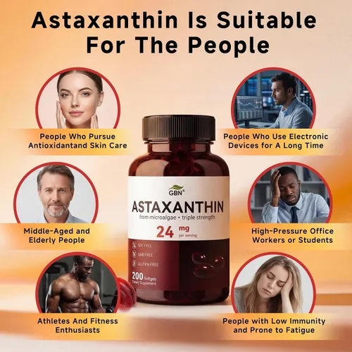 Vista 8 de GBN Suplementos de astaxantina 24 mg 200 cápsulas blandas, apoya la salud de los ojos, la piel, las articulaciones, el cerebro, el corazón