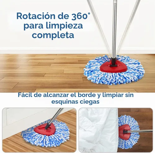 Vista 4 de Matthew Cleaning - Juego de 3 cabezales de repuesto de microfibra azul compatible con EasyWring Spin Mop Reemplazar la cabeza EasyWring de alta