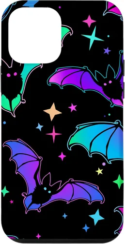 Vista 16 de iPhone 16 Gótico Bat Halloween Patrón Spooky Bats Lover Regalo en funda negra