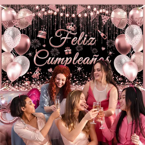 Vista 4 de Avezano Cartel de Feliz Cumpleaños para decoración de fiesta de cumpleaños mexicana, telón de fondo, fiesta española, fondo de fiesta de cumpleaños