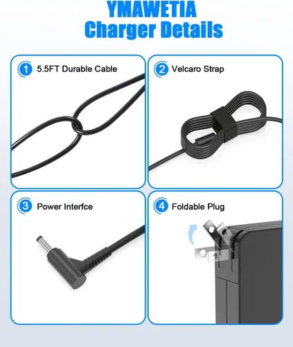 Vista 5 de Cargador adaptador de CA de 65 W 45 W para IdeaPad 3 5 110 310 320 330 330s S145 S340 Series 110-15ISK 320-15ABR 320-15IAP 330-15IGM 330S-15IBK