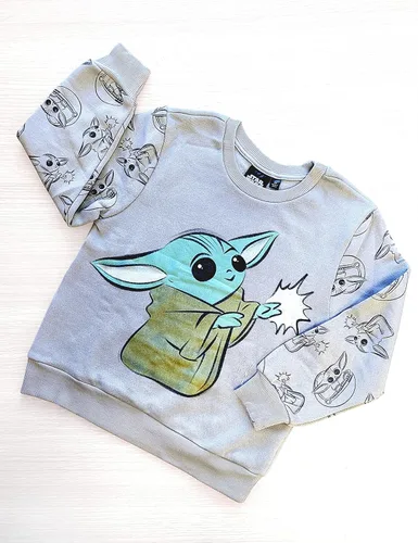 Vista 3 de STAR WARS Mandalorian Grogu - Pijama de manga larga de forro polar suave para niños pequeños