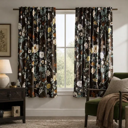 Vista 38 de MUSSEL Cortinas florales de terciopelo de 63 pulgadas de largo, cortinas botánicas de lujo para oscurecer la habitación, 2 paneles de colibrí