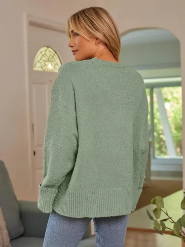 Vista 48 de LILLUSORY - Suéteres sin botones grandes para mujer, suéter mullido, grueso y cálido