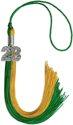 Vista 149 de Endea Graduation Borla de doble color con dije de plata brillante (negro/oro antiguo, 2025)