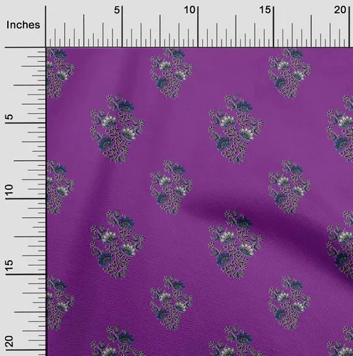 Vista 9 de Tela de poliéster oneOone de micro malla con hojas y estampado de bloques florales por Yardtwoinch de ancho
