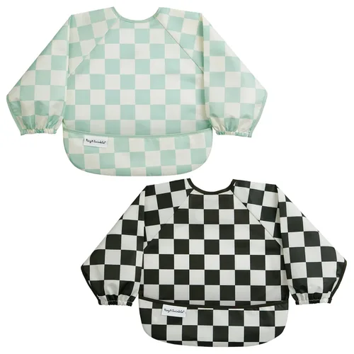Vista 17 de Tiny Twinkle Babero de manga larga para bebés y niños pequeños Paquete de 2 baberos impermeables para comer, lavable a máquina y artículos