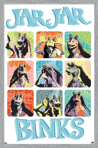 Vista 13 de Trends International Star Wars: The Phantom Menace - Jar Jar Binks Grid - Póster de pared, 22.4 pulgadas de largo x 14.7 pulgadas, versión enmarcada
