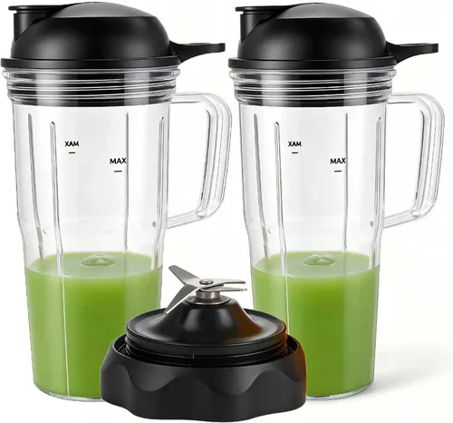 Vista 5 de Mezclador de repuesto combo de cuchilla extractor de fácil giro con exprimidor personal tarro personal de 24 onzas taza y tapa para llevar