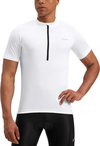 Vista 2 de Bikewa Maillot de ciclismo para hombre que absorbe la humedad, manga corta, UPF media cremallera, ciclismo, ciclismo de carretera, camisas
