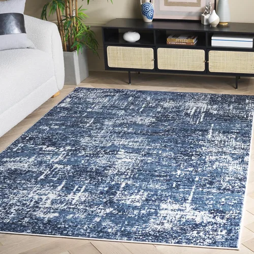 Vista 52 de SAFAVIEH Amelia Collection ALA700A - Alfombra decorativa de 2'2" x 4', diseño moderno abstracto, color marfil y azul, no desprende pelusa y de fácil