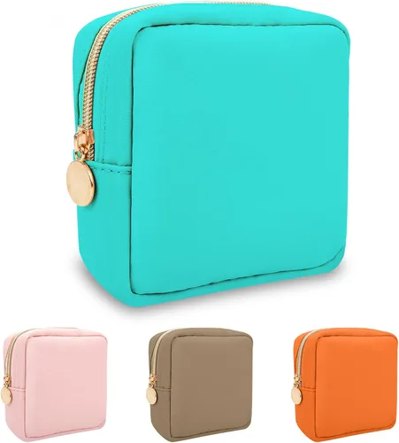 Vista 34 de izuzta Nylon Lager Pequeño Slim Mini Maquillaje Bolsa Organizador, Beige, Viajes