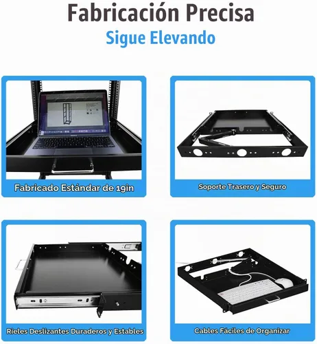 Vista 5 de 1U Rack Mount Sliding Keyboard Tray Cantilever para Servidor Data Network Rack
