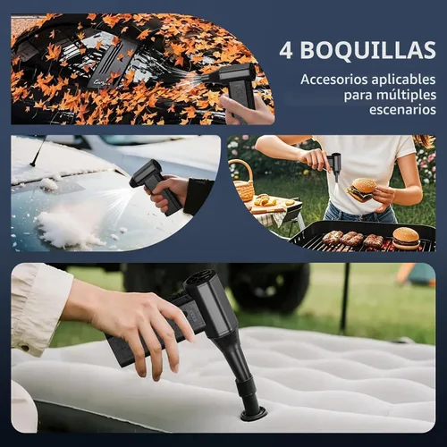 Vista 6 de Soplador de Aire Comprimido Inalámbrico, 150000RPM Soplador de Aire Eléctrico Súper Potente, Mini Soplador de Aire Ajustable de 3 Velocidades