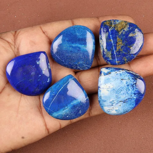 Vista 3 de GEMHUB Juego de 5 gemas sueltas de lapislázuli azul de 540 quilates en forma de pera, Gema, Lapislázuli mejorado
