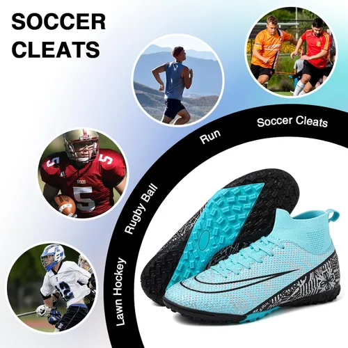 Vista 7 de ASoftLand Tacos de fútbol para hombre y mujer, tacos de fútbol para niño grande AGFG
