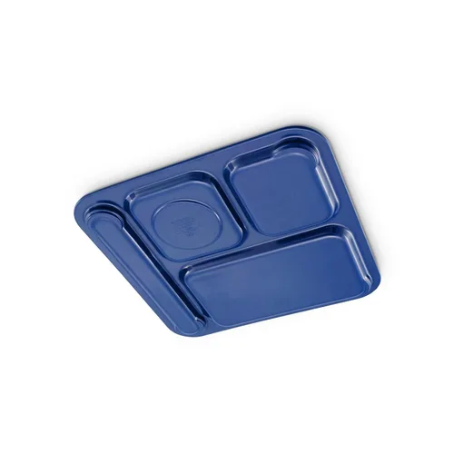 Vista 2 de Carlisle FoodService Products Bandeja de plástico para comida diestra con 4 compartimentos para escuelas, cafeterías y comedores, melamina, 10 x Azul