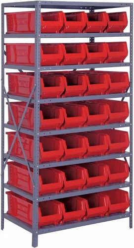 Vista 92 de Quantum QSBU-245BK Heavy Duty Shelving Unit with (7) Shelves and (24) QUS245 Black Bins for Garage Warehouse Storage Distribution 400 lb Load