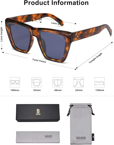 Vista 25 de SOJOS Fashion Oversized Square Cat Eye Polarized Sunglasses for Women Trendy Cateye Style Womens Sunglasses SJ2179