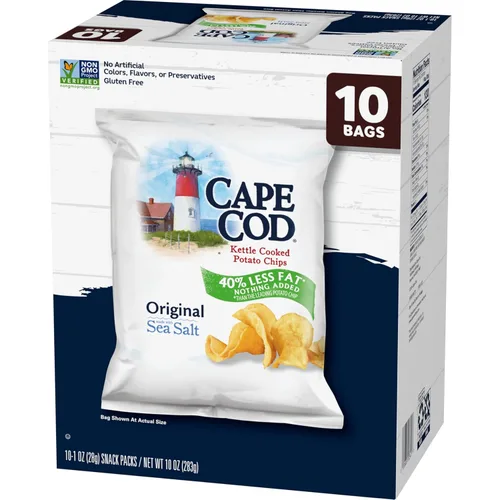 Vista 6 de Cape Cod Papas fritas, chips originales menos grasos, bolsas de aperitivos de 1 oz, 10