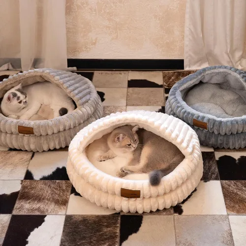 Vista 9 de CHEERPALS Cama tipo cueva para gatos de interior cubierta con capucha