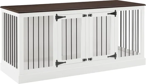 Vista 14 de Crosley Furniture Winslow - Jaula esquinera para perros, para mascotas, color blanco
