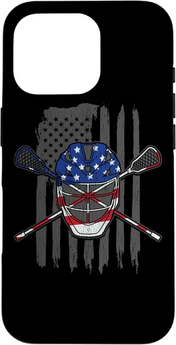 Vista 19 de iPhone 11 bandera estadounidense lacrosse Player Tee Lacrosse Portero caso
