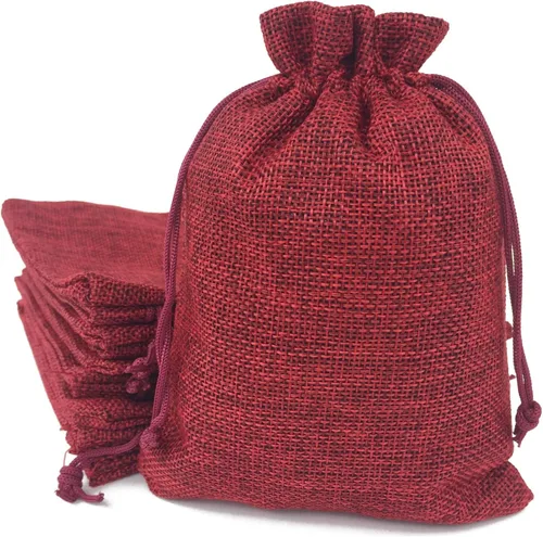Vista 10 de Bolsas de yute con cordón de ajuste de algodón para regalos, 50