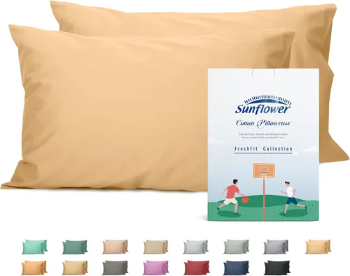 Vista 29 de Sunflower Juego de 2 fundas de almohada tamaño Queen, 100% algodón, 2 fundas de almohada Queen de 20 x 30 pulgadas, color ceniza, suaves