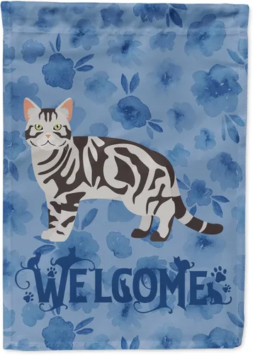 Vista 33 de Caroline's Treasures CK4813CHF - Bandera de bienvenida con gato abisinio azul, manga grande, para porche, para colgar en la pared, poliéster