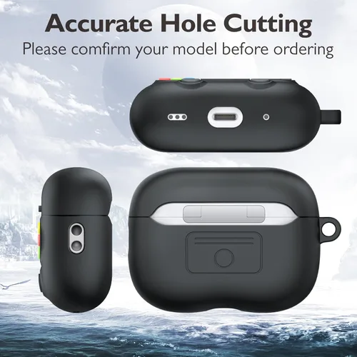 Vista 6 de volport Funda para Airpods Pro de 2ª generación: Funda de silicona para Apple Air Pods Pro 2/1ª generación con llavero, diseño de juego genial