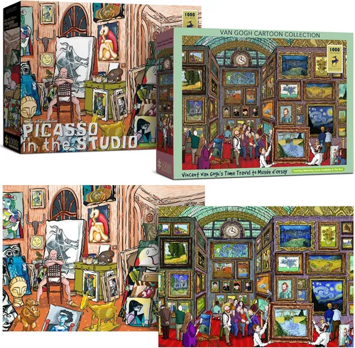 Vista 16 de Antelope Rompecabezas de 1000 piezas para adultos, rompecabezas de Van Gogh por la artista Alireza Karimi Moghaddam, papel, otoño en Arles, 29.5 x