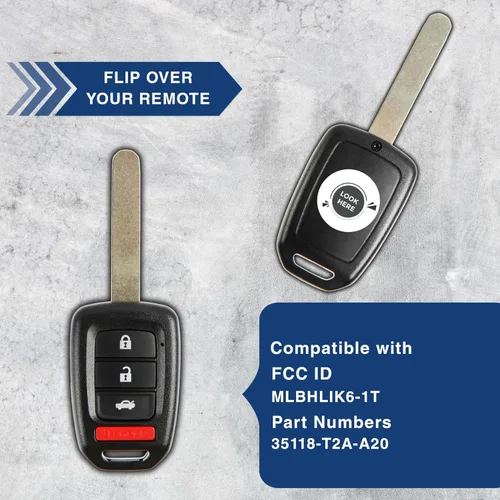 Vista 5 de KeylessOption Llave de encendido sin cortar para Honda Civic, CR-V 2013-2016 Honda Accord MLBHLIK6-1T 2014-2015