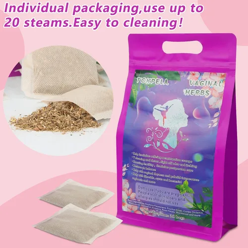 Vista 4 de TOKPELA Yoni Hierbas para limpieza, 100% hierbas orgánicas al vapor V (embalaje de bolsa de filtro), kit Yoni, V hierbas de vapor tonifican
