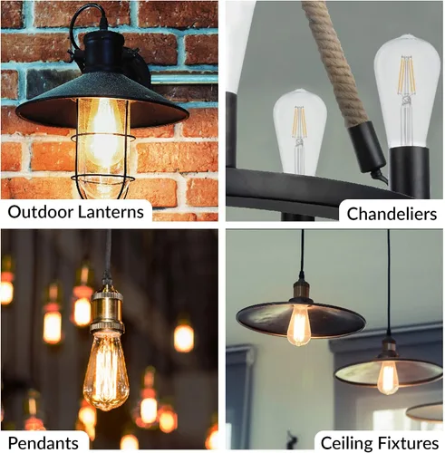 Vista 3 de Simba Lighting Bombillas LED Edison ST21 (ST64) de filamento vintage (ST64) (paquete de 6) de 4 W, regulable, equivalente a 40 W, vidrio