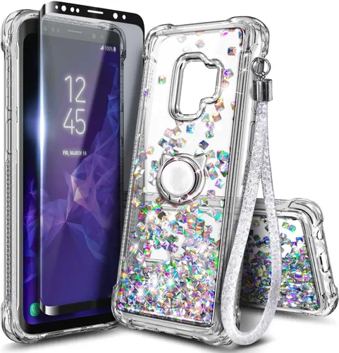Vista 99 de NGB - Funda para teléfono Samsung Galaxy S9, color aguamarina/morado, bonita funda con purpurina líquida para mujeres y niñas, con protector