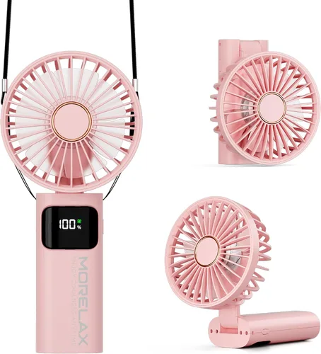 Vista 11 de Ventilador de mano portátil, mini ventilador personal plegable recargable por USB, 5200 mAh, 180 ajustables, viento de 6 velocidades, ventilador