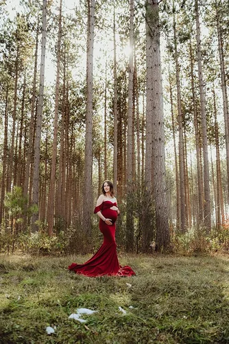 Vista 5 de Saslax - Vestido de maternidad sin mangas, ajustado al hombro, sin mangas, para fotografía