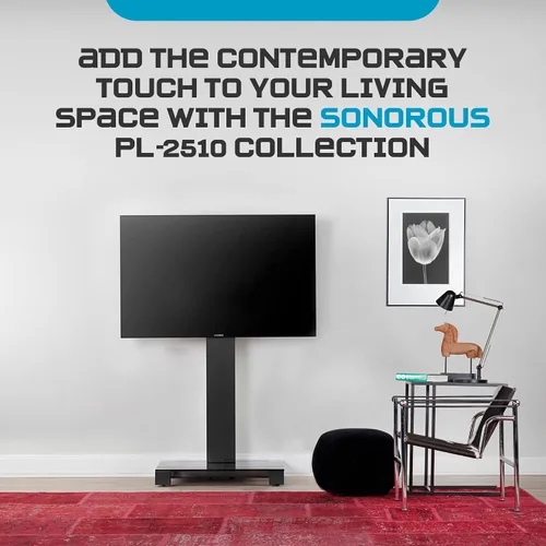 Vista 6 de SONOROUS PL-2510 - Soporte de TV premium para sala de estar y dormitorio, moderno soporte de piso de lujo con soporte giratorio y base de vidrio