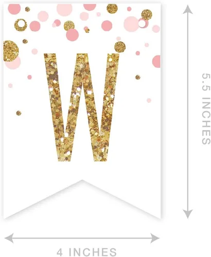Vista 5 de Andaz Press Colección de fiesta de baby shower de niña con purpurina de oro rosa rubor, pancarta colgante con cuerda, Welcome Baby!, 5 pies, 1 juego