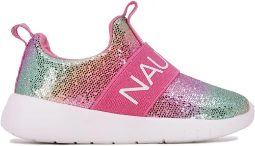 Vista 2 de Nautica Tenis sin cordones para niña, zapatos deportivos para correr, caminar, jugar tenis y deportes (niños pequeños)