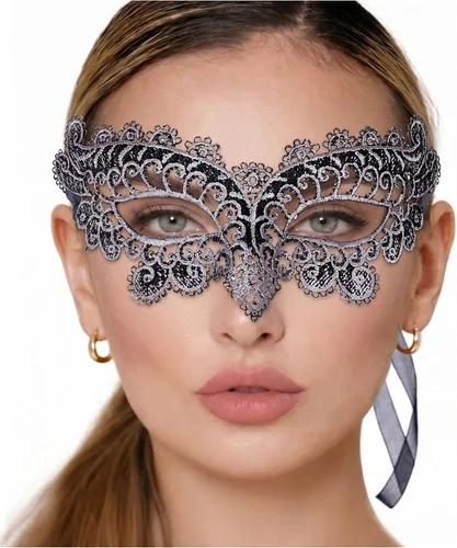 Vista 53 de Masquerade Mask For Women Lace Masquerade Mask for Masquerade Party, Proms, Venetian Party, Mardi Gras, Halloween & Cosplay Ana Bg Pluma de Pavo Real
