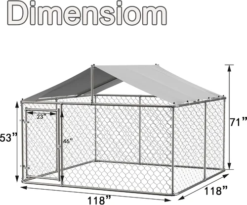 Vista 7 de Perrera para perros al aire libre grande corralito galvanizado resistente al aire libre para perros corral para perros corral para perros con jaula