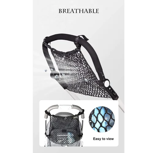 Vista 5 de Organizador universal para cochecito de bebé, bolsa de almacenamiento de malla de poliéster con espacio de almacenamiento extragrande, accesorios