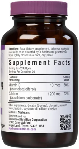 Vista 7 de Bluebonnet Nutrition Calcio sin leche 1,200 mg más vitamina D3 400 UI