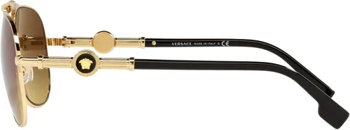 Vista 2 de Versace Unisex Sunglasses Gold Frame, Dark Grey Lenses, 59MM
