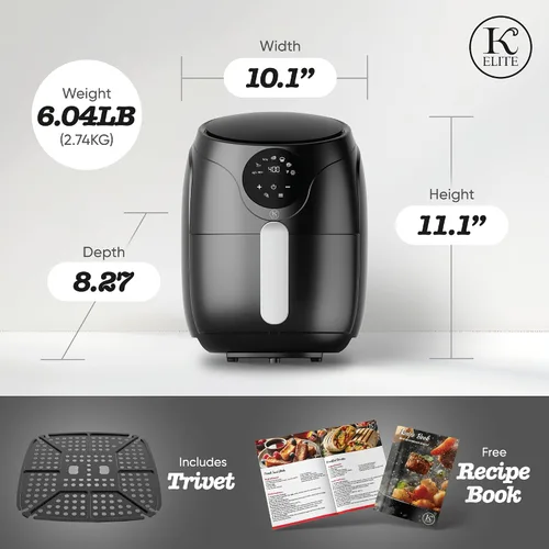 Vista 3 de Kitchen Elite - Freidora de aire compacta de 2.5 cuartos de galón, pequeña estufa de mostrador sin aceite con cesta antiadherente libre de PFAS