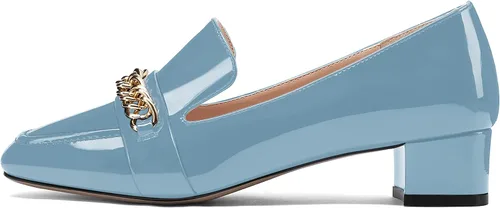 Vista 2 de MODENCOCO Zapatos de tacón bajo y grueso para mujer, con punta cuadrada, de 1.5 pulgadas